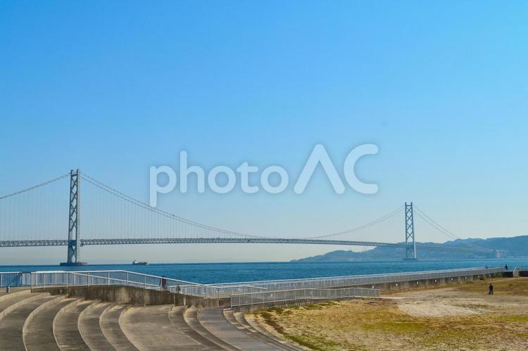 橋とビーチの風景 海,ビーチ,空の写真素材