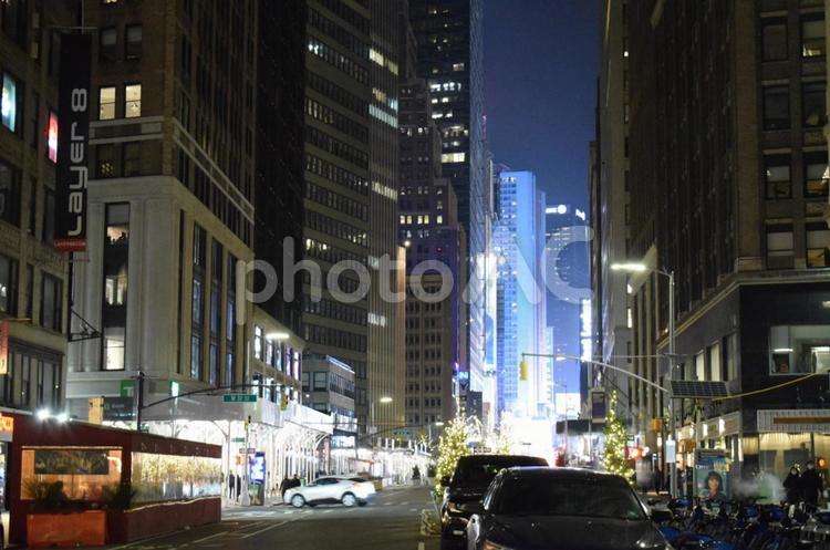 NewYork 夜景,マンハッタン,街並みの写真素材