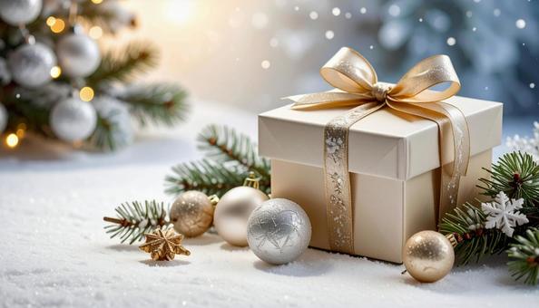 雪の中のプレゼント クリスマスギフト 雪の中のプレゼント クリスマスギフトの写真