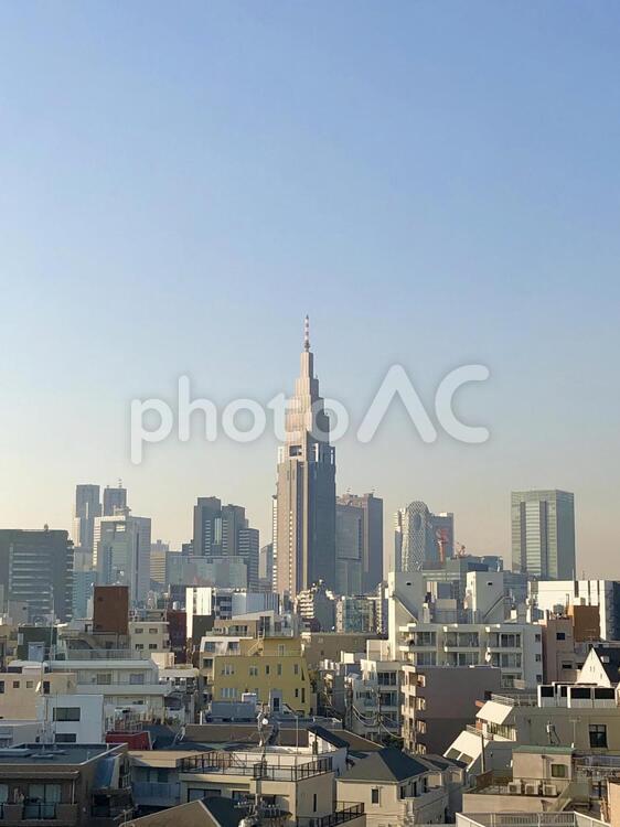 都市の風景　遠景　千駄ヶ谷からみる新宿方面 ビル,都市,都会の写真素材