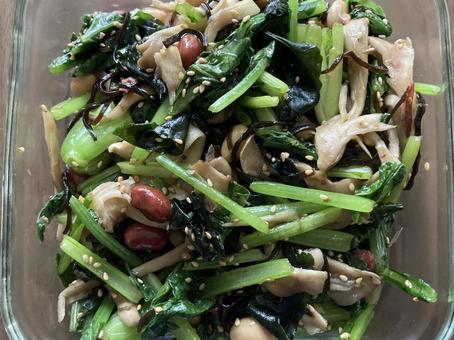 小松菜と豆、海藻の和え物 作り置きおかず,野菜料理,作り置きの写真素材