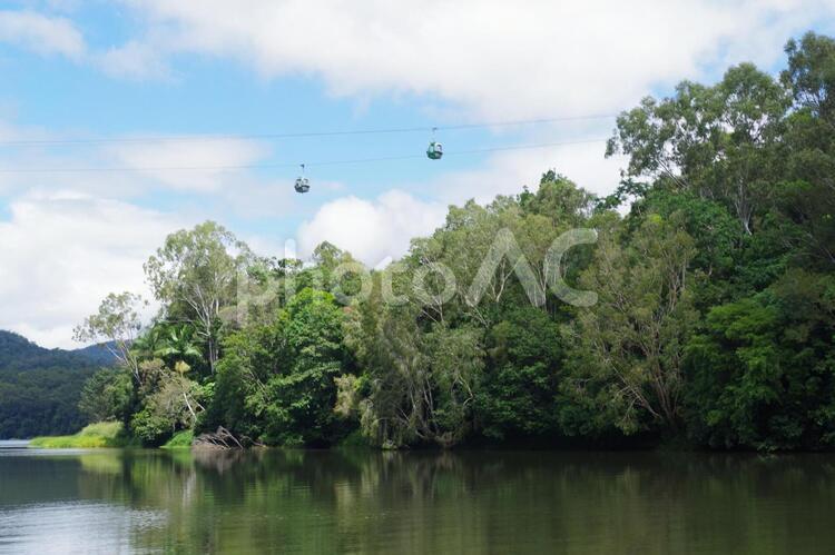 大自然を満喫できるロープウェー　nature in cairns 自然,ロープウェー,大自然の写真素材
