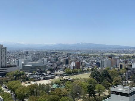 富山市庁舎展望台からの眺め2 富山市庁舎,展望台,街並みの写真素材