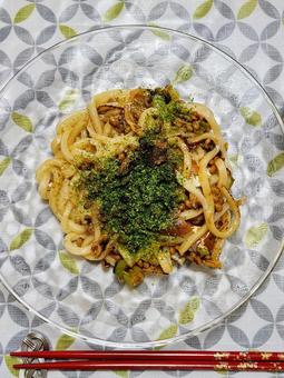 納豆焼きうどん 納豆焼きうどんの写真