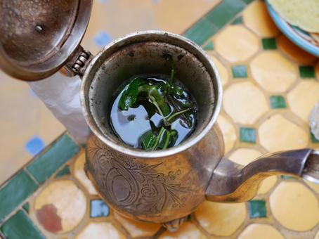 Photo, mint tea, moroccan cuisine, teapot, 