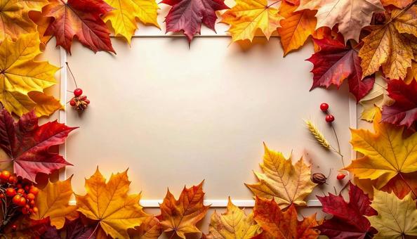 秋の紅葉のフレーム もみじメイン 秋の紅葉のフレーム もみじメインの写真