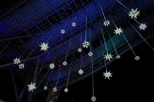 福岡 博多駅のイルミネーション6 スターダストウェーブ,博多駅前広場,博多駅の写真素材