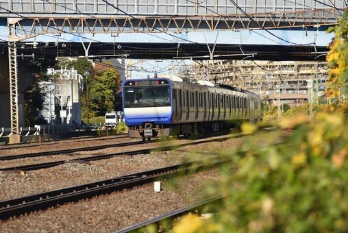 電車の走る風景 電車,jr東日本,東海道線の写真素材