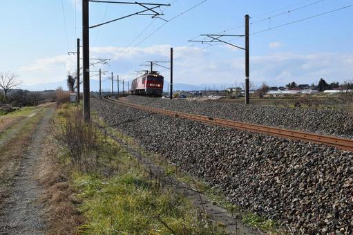 鉄道線路 羽越本線 山形県庄内 線路,電車線路,鉄道線路の写真素材