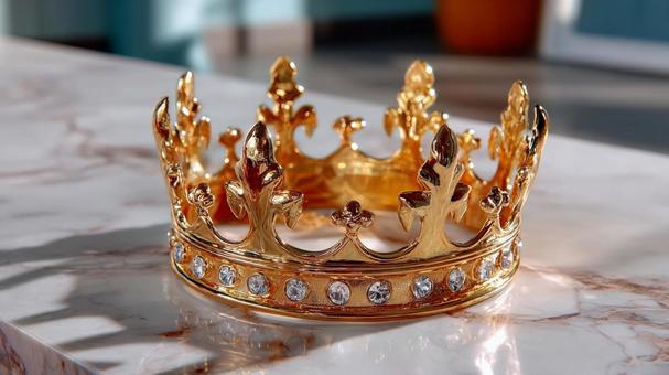 家のリビングにある金色の王冠 家のリビングにある金色の王冠の写真