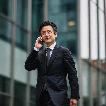 スマートフォンで連絡を取る日本人男性 スマートフォンで連絡を取る日本人男性の写真