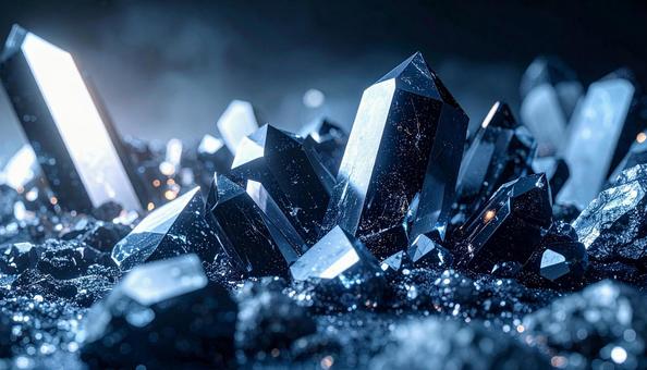 幻想的に光る青い結晶の写真