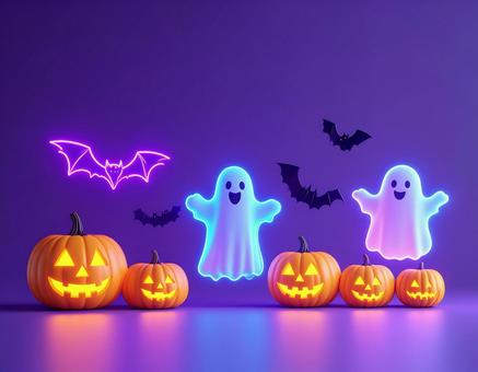 暗闇に浮ぶハロウィンナイトのシンボルたち 暗闇に浮ぶハロウィンナイトのシンボルたちの写真