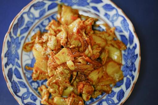 豚キムチ炒め 食事,食卓,豚肉の写真素材