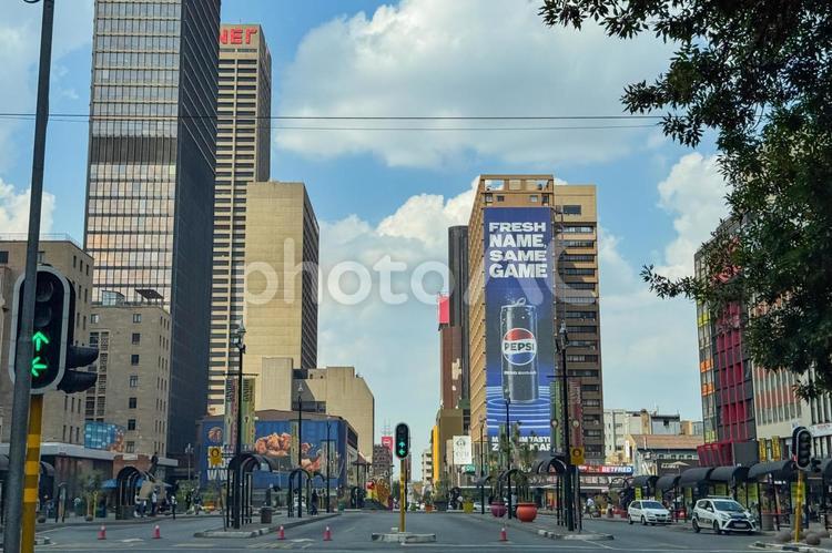 ヨハネスブルクのダウンタウンの風景 南アフリカ,ヨハネスブルク,ダウンタウンの写真素材
