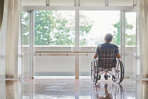 Elderly people in wheelchairs in long-term care facilities Elderly people in wheelchairs in long-term care facilities