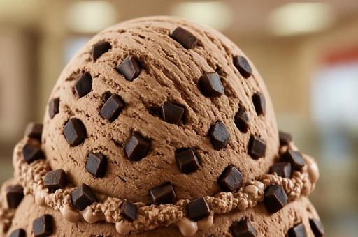チョコチップ入りチョコレートアイス チョコチップ入りチョコレートアイスの写真