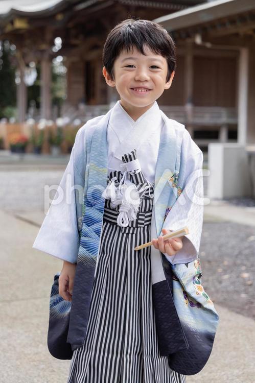 七五三　扇子を使う男の子 七五三,男の子,扇子の写真素材