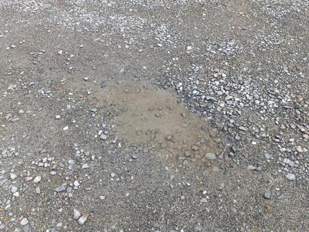 水たまり01 砂利,地面,水たまりの写真素材