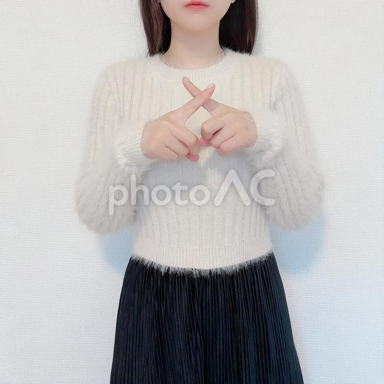 ポーズをとる女性(バツ) 女性,ポーズ,お金の写真素材