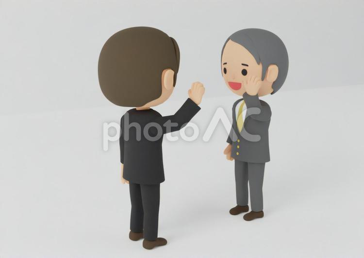 挨拶する上司と部下 お祖父ちゃん,おじさん,中高年の写真素材