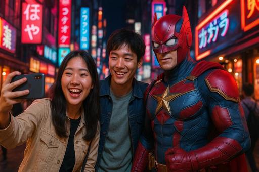 夜の街で撮影する自撮り写真 夜の街で撮影する自撮り写真の写真