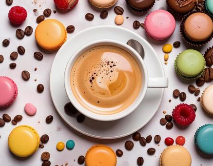 テーブルの上のコーヒー テーブルの上のコーヒーの写真