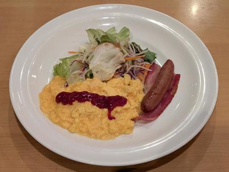 ファミリーレストランのスクランブルエッグ ファミリーレストランのスクランブルエッグ モーニングメニュー,朝食,ファミリーレストランの写真素材