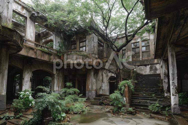 朽ち果てた廃墟のイメージ 廃墟,廃屋,老朽化の写真素材