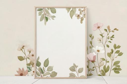 ナチュラルなフレーム、額縁と花の絵の写真