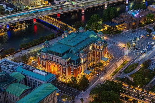 都市夜景 都市夜景 ステーションワン,淀屋橋,大阪の写真素材
