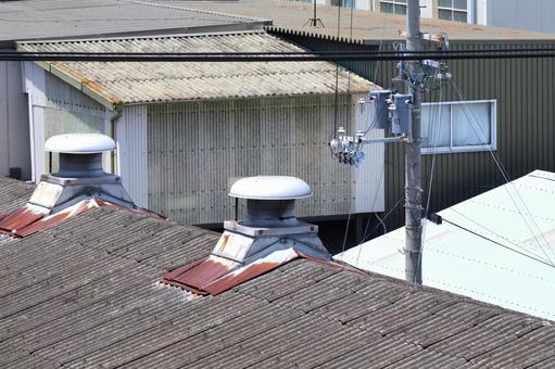 Warehouse/factory roofs and telephone poles, JPG Warehouse/factory roofs and telephone poles, JPG