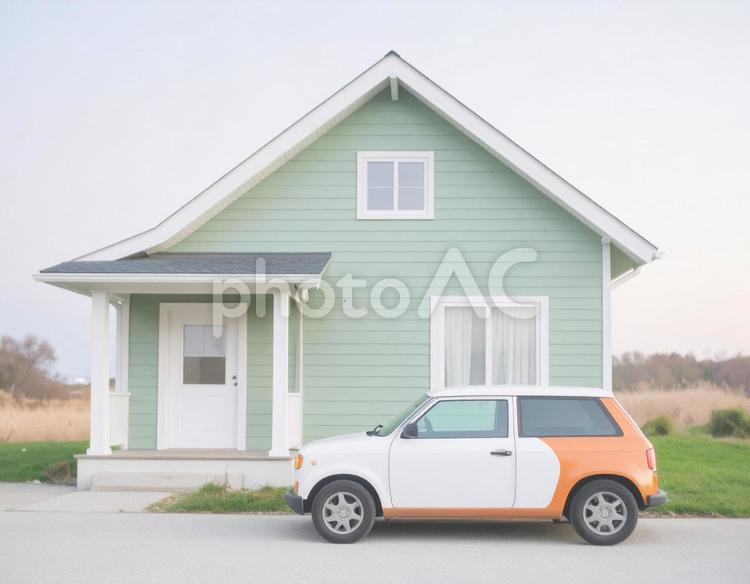 二階建てのかわいい家 家,一軒家,一戸建ての写真素材