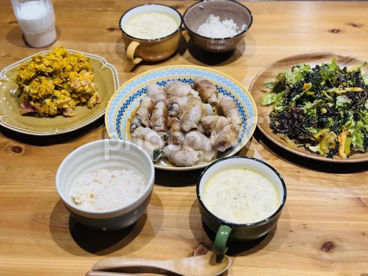 今日の晩御飯 夕飯,夕食,ご飯の写真素材
