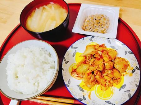 豚キムチ定食 豚キムチ,定食,味噌汁の写真素材