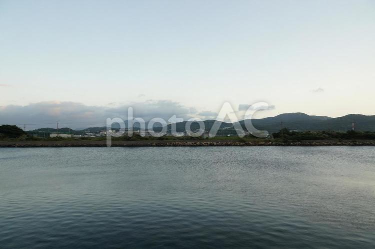 夕方の風景 夕焼け,夕景,夕陽の写真素材