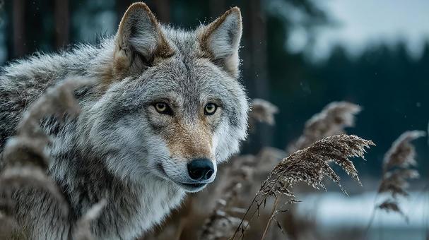 孤独なオオカミの視線 孤独なオオカミの視線の写真