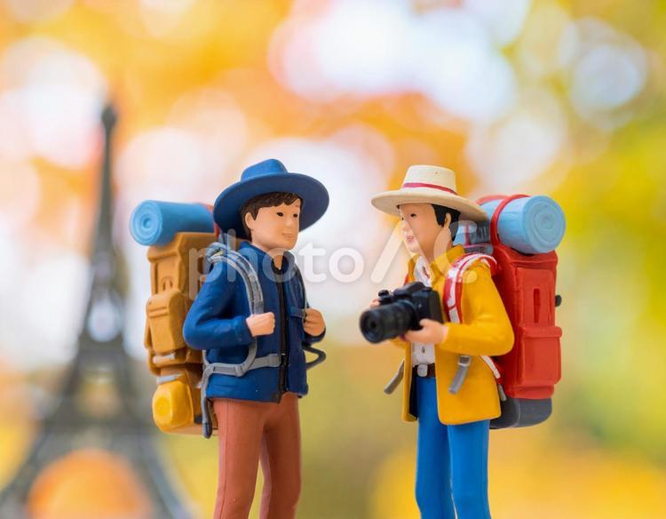 日本の秋を旅するクレイアート人形 秋,日本,旅の写真素材