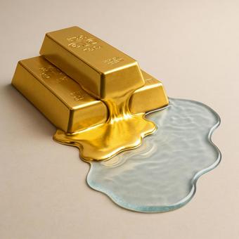溶ける金の延べ棒 溶ける金の延べ棒の写真