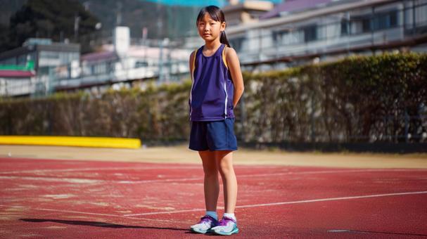 陸上競技を楽しむ少女2 陸上競技を楽しむ少女2の写真