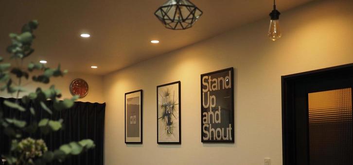 リビングのポスター ポスター,リビング,ダウンライトの写真素材