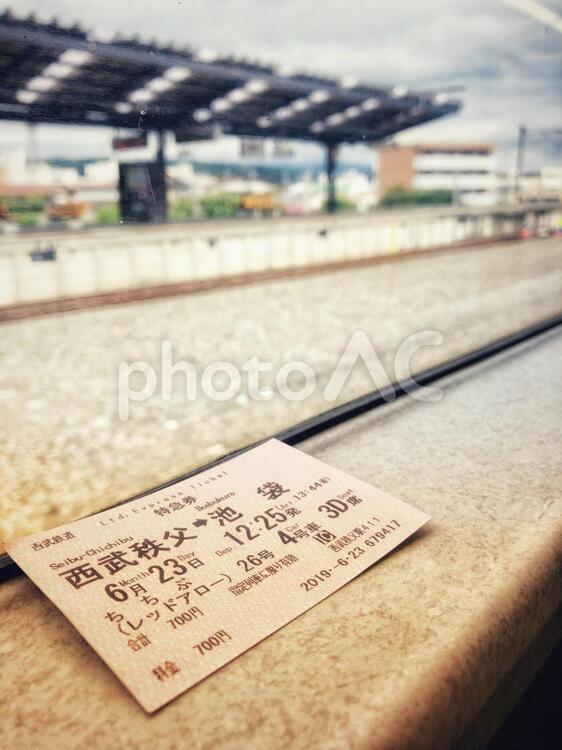 旅路の記録 切符,特急券,西武秩父駅の写真素材