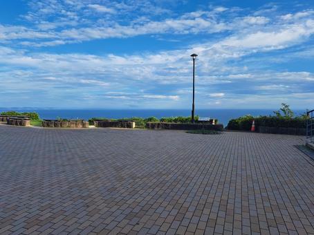 湘南平の公園と海 湘南平,高台,公園の写真素材