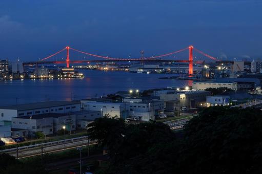 若戸大橋の夜景(ライトアップ)13 若戸大橋の夜景(ライトアップ)13 若戸大橋,橋,橋の下の写真素材