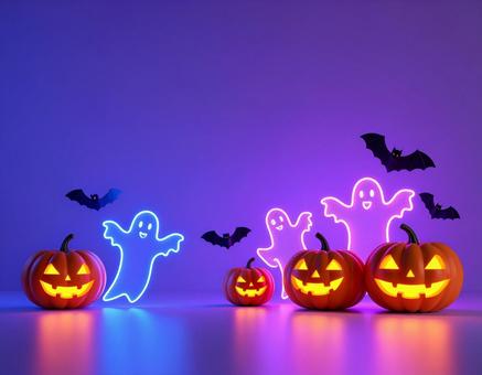暗闇に浮ぶハロウィンナイトのシンボルたち 暗闇に浮ぶハロウィンナイトのシンボルたちの写真