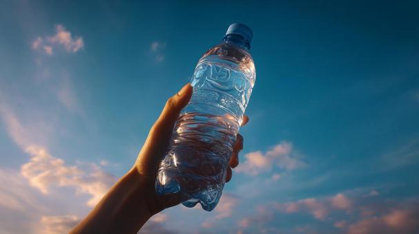 夏の屋外で活躍するペットボトルの水 夏の屋外で活躍するペットボトルの水の写真