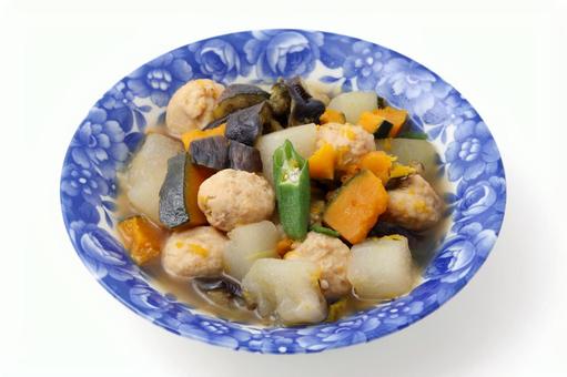 Photo, meat dumplings, vegetables, cuisine, 