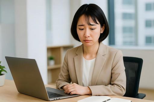 哀しむオフィス女性の写真