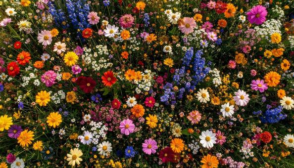花畑を真上から見た背景写真素材 花畑を真上から見た背景写真素材の写真