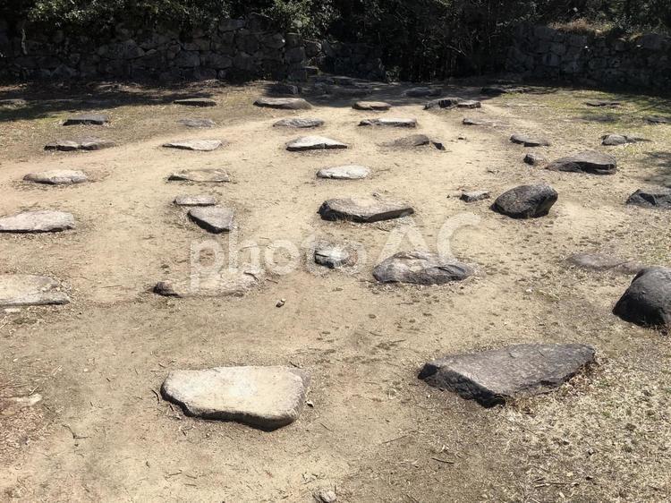 戦国の記憶を刻む安土城跡 安土城,安土城跡,天守台跡の写真素材